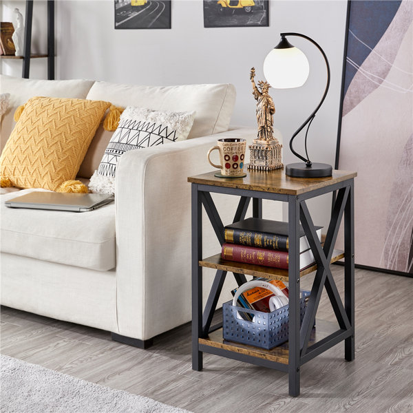 Sofa side end table 2 tier narrow nightstand on sale with drawer